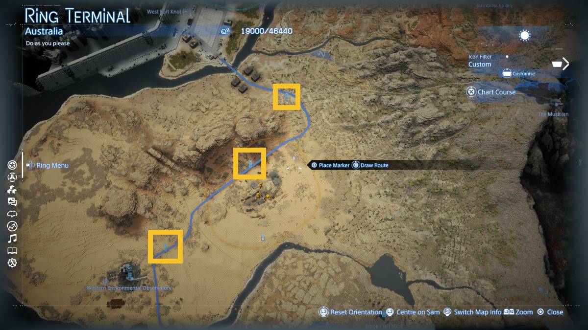 Death Stranding 2 Auto-Pavers locations: map of Australia.