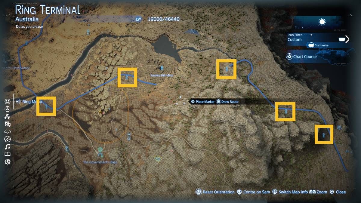 Death Stranding 2 Auto-Pavers locations: map of Australia.