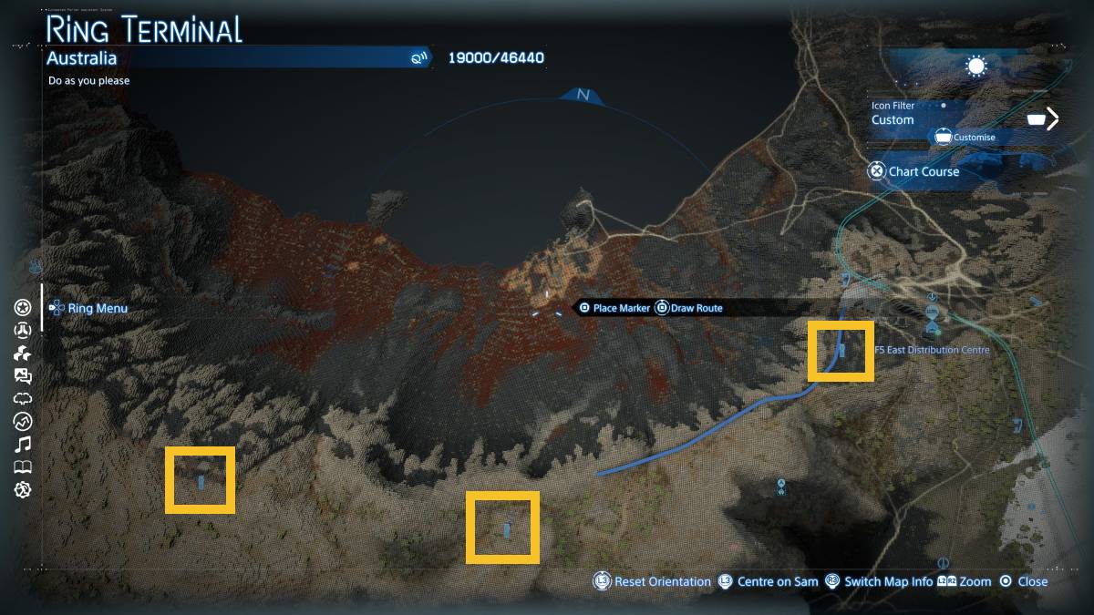 Death Stranding 2 Auto-Pavers locations: map of Australia.