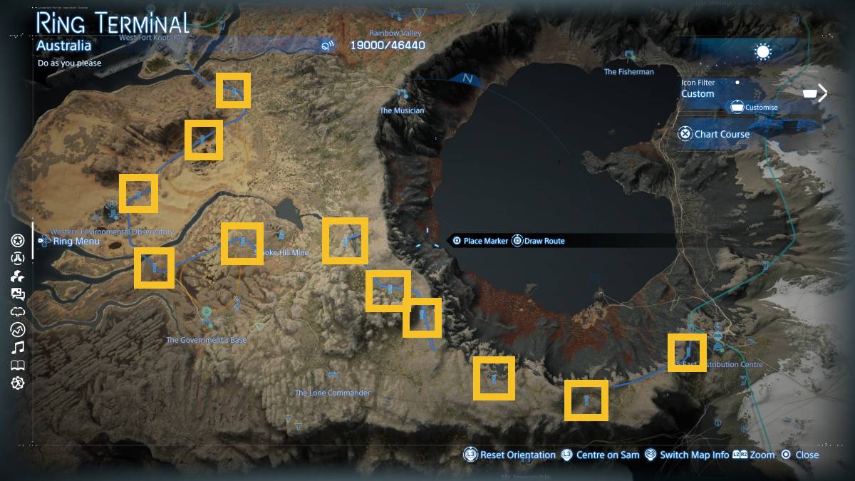 Death Stranding 2 Auto-Pavers locations: map of Australia.