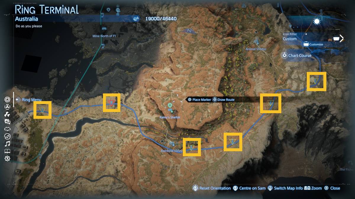 Death Stranding 2 Auto-Pavers locations: map of Australia.