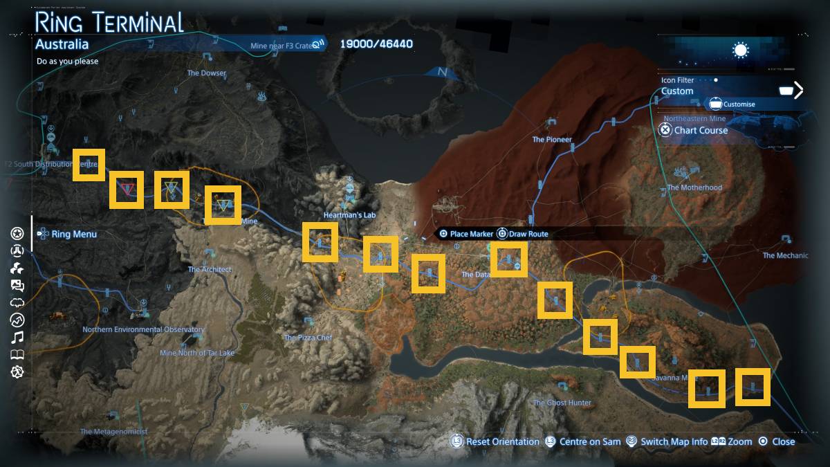 Death Stranding 2 Auto-Paver locations: map of Australia.