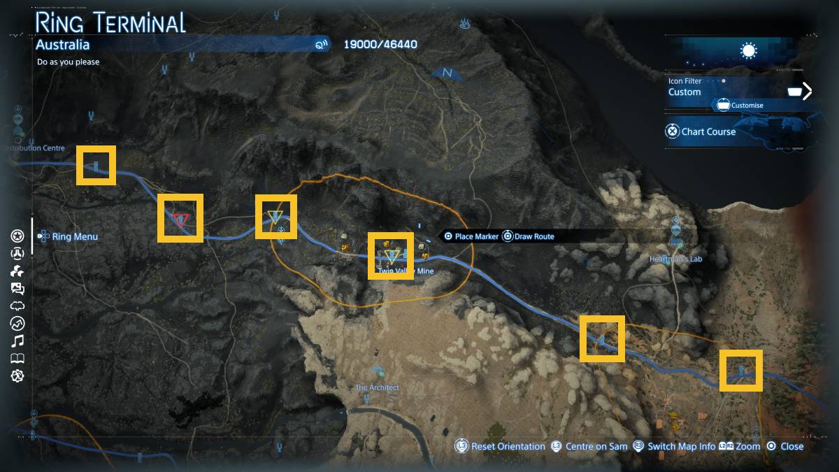 Death Stranding 2 Auto-Paver locations: map of Australia.