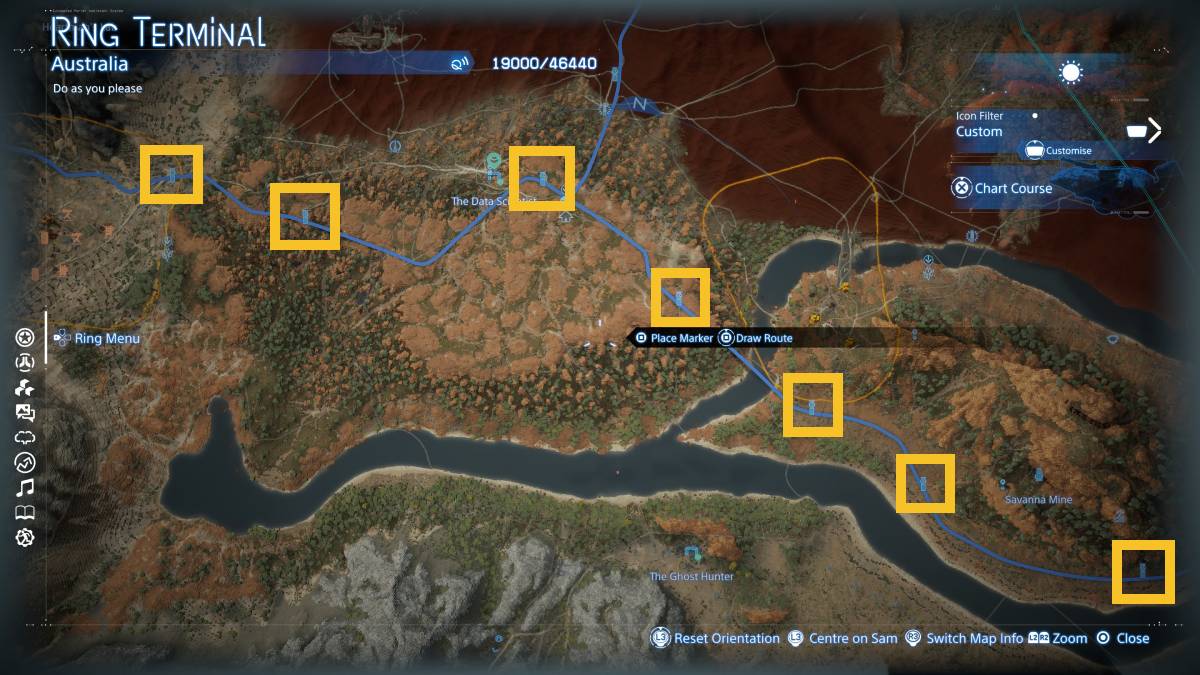 Death Stranding 2 Auto-Paver locations: map of Australia.
