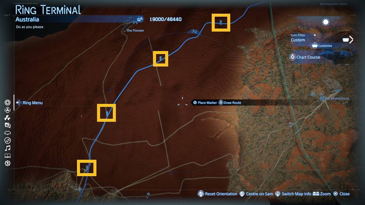 Death Stranding 2 Auto-Pavers locations: map of Australia.