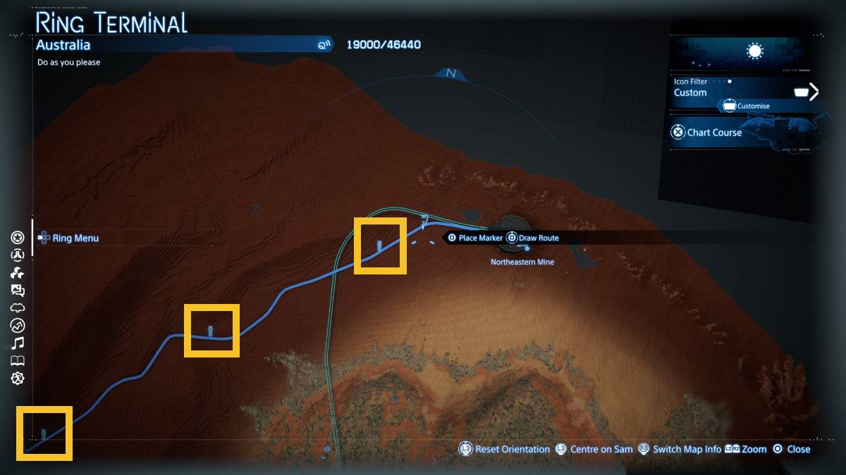 Death Stranding 2 Auto-Pavers locations: map of Australia.