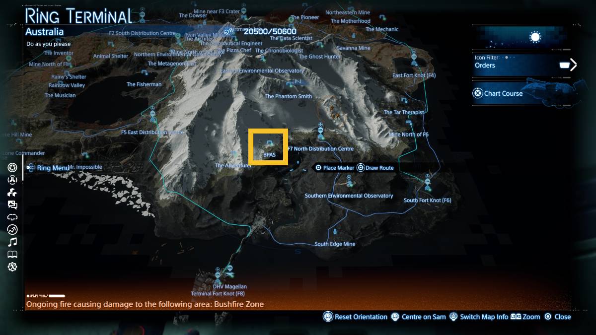 Death Stranding 2 BPAS: BPAS marked on the map of Australia.