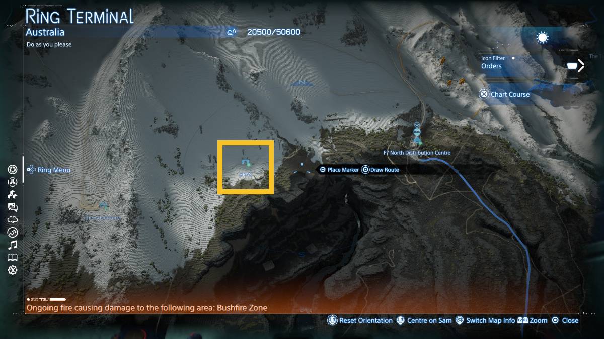 Death Stranding 2 BPAS: BPAS marked on the map of Australia.