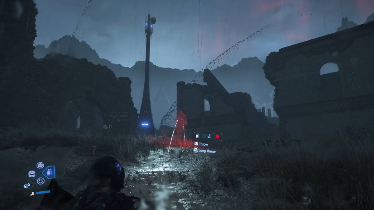 Death Stranding 2 BTs kill: Sam throwing a Blood Grenade at a BT.