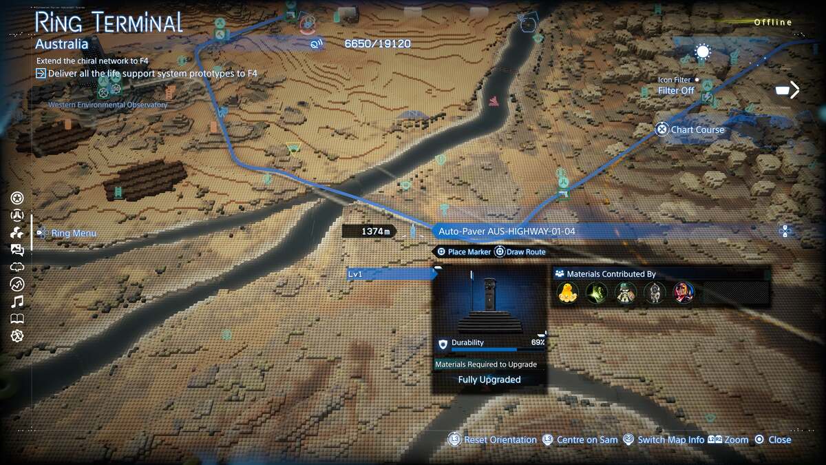Death Stranding 2 build roads: Auto-Paver on the map.