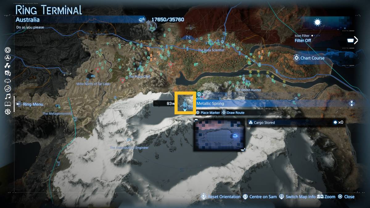 Death Stranding 2 Hot Springs: Metallic Spring location.