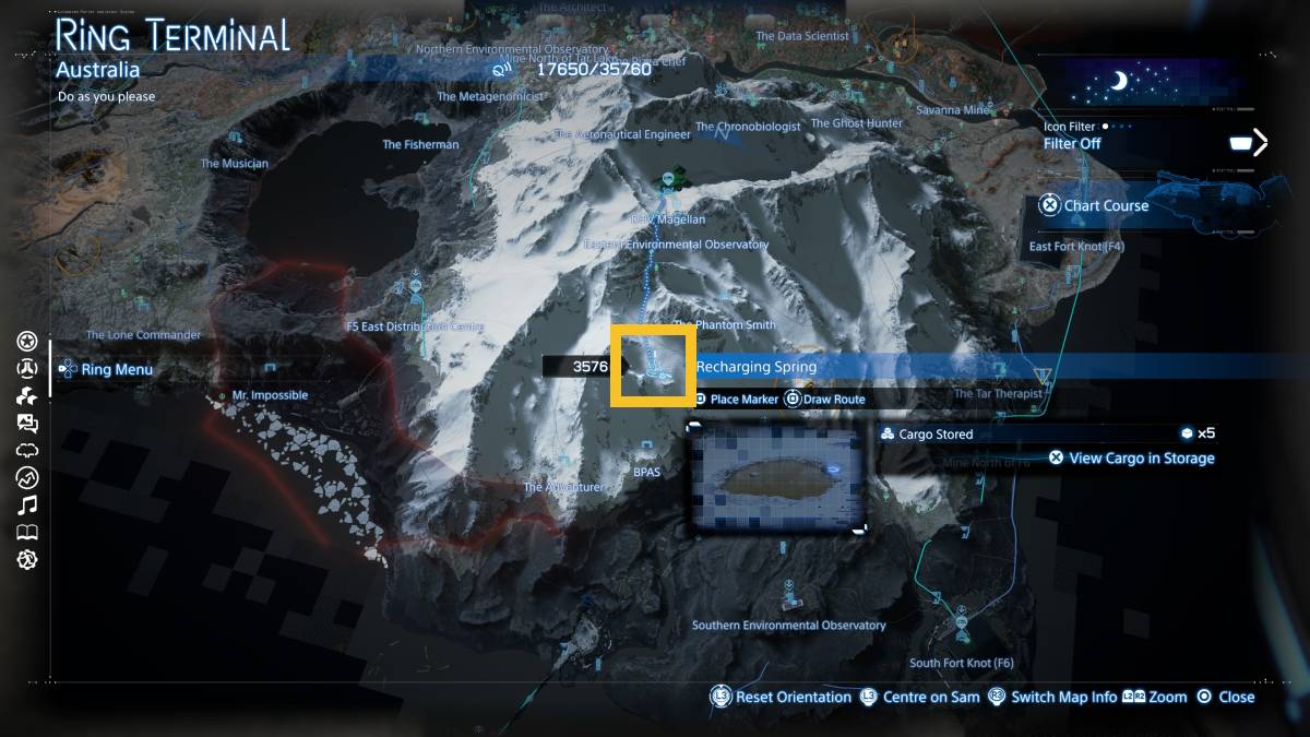 Death Stranding 2 Hot Springs: Recharging Spring location.