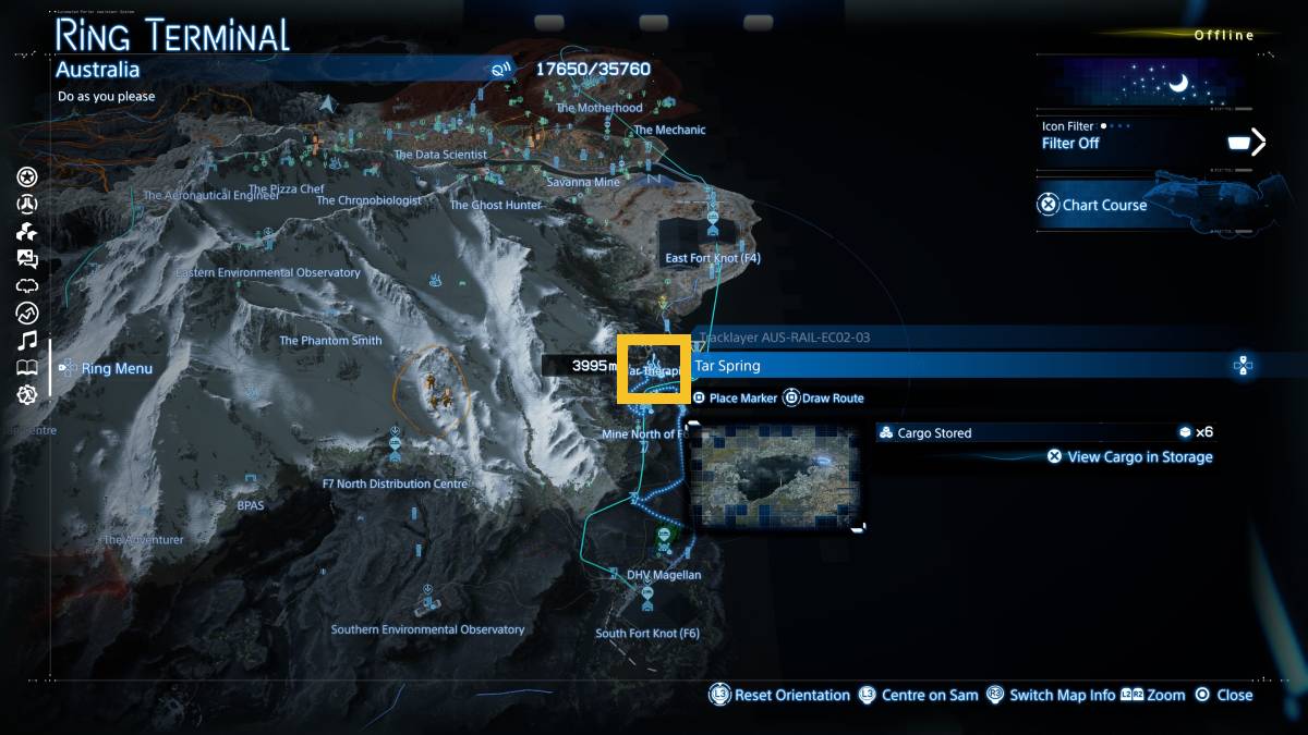 Death Stranding 2 Hot Springs: Tar Spring location.
