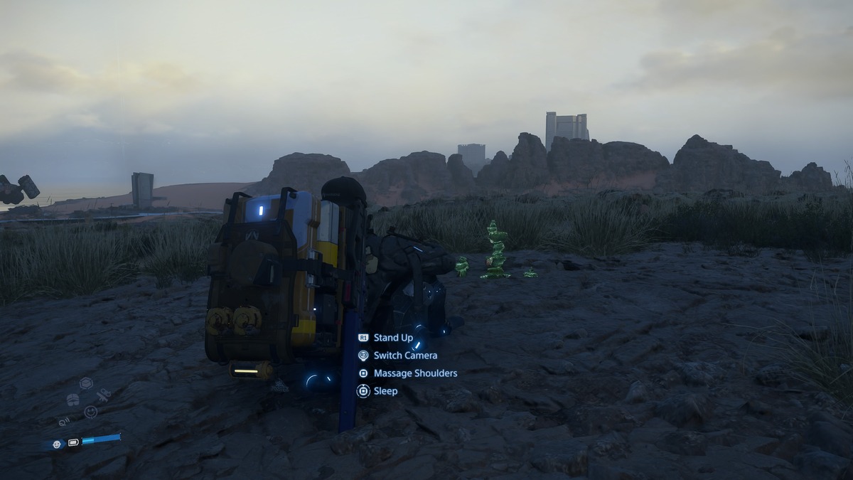 Death Stranding 2 rest: Sam resting.