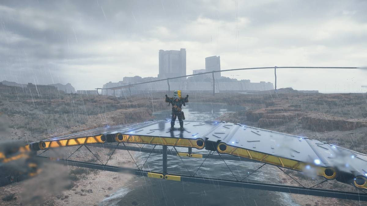 Death Stranding 2 structures: Sam on a bridge in Australia.