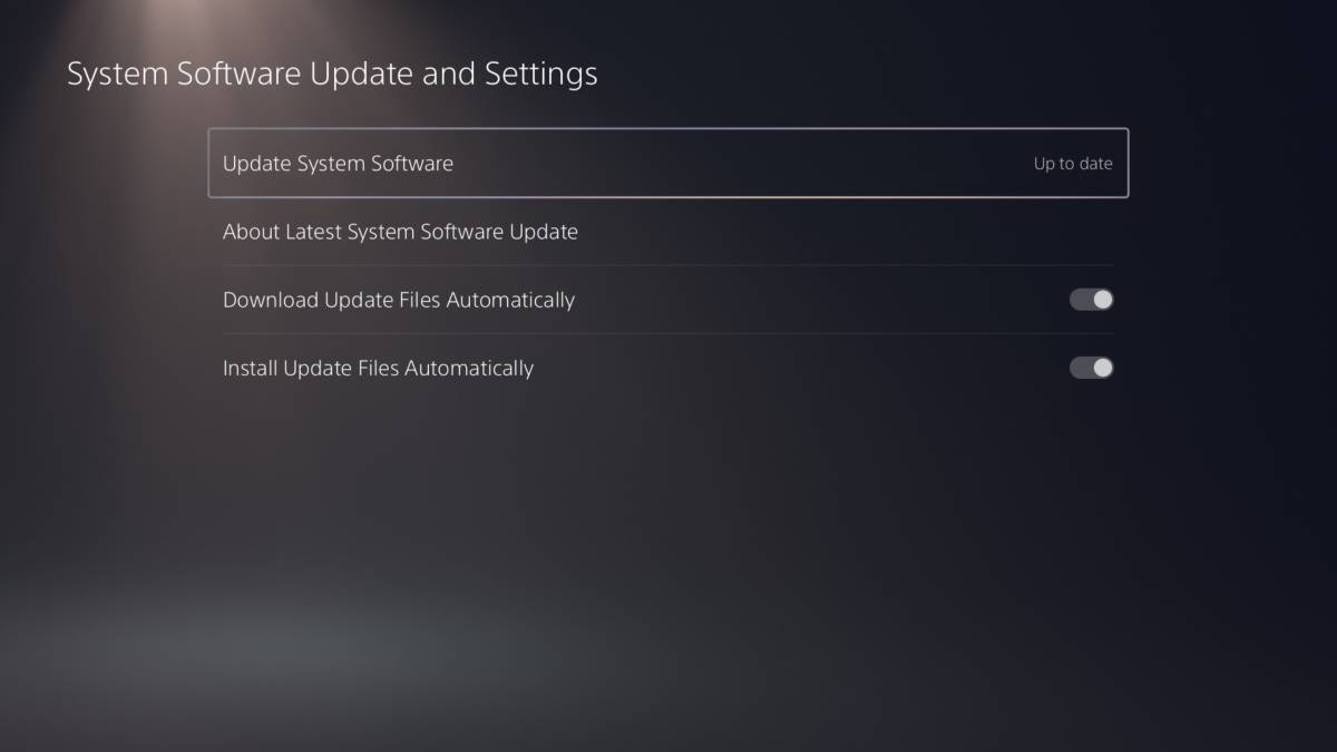 Death Stranding 2 stuttering: PS5 System Software Update and Settings menu.