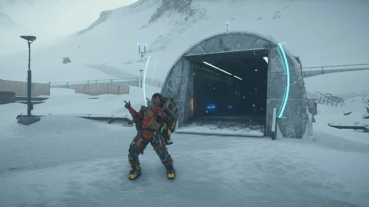 Death Stranding 2 The Adventurer location: Sam outside The Adventurer prepper shelter.