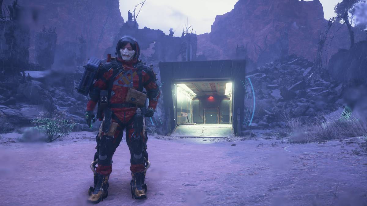 Death Stranding 2 The Ghost Hunter location: Sam outside of The Ghost Hunter shelter.