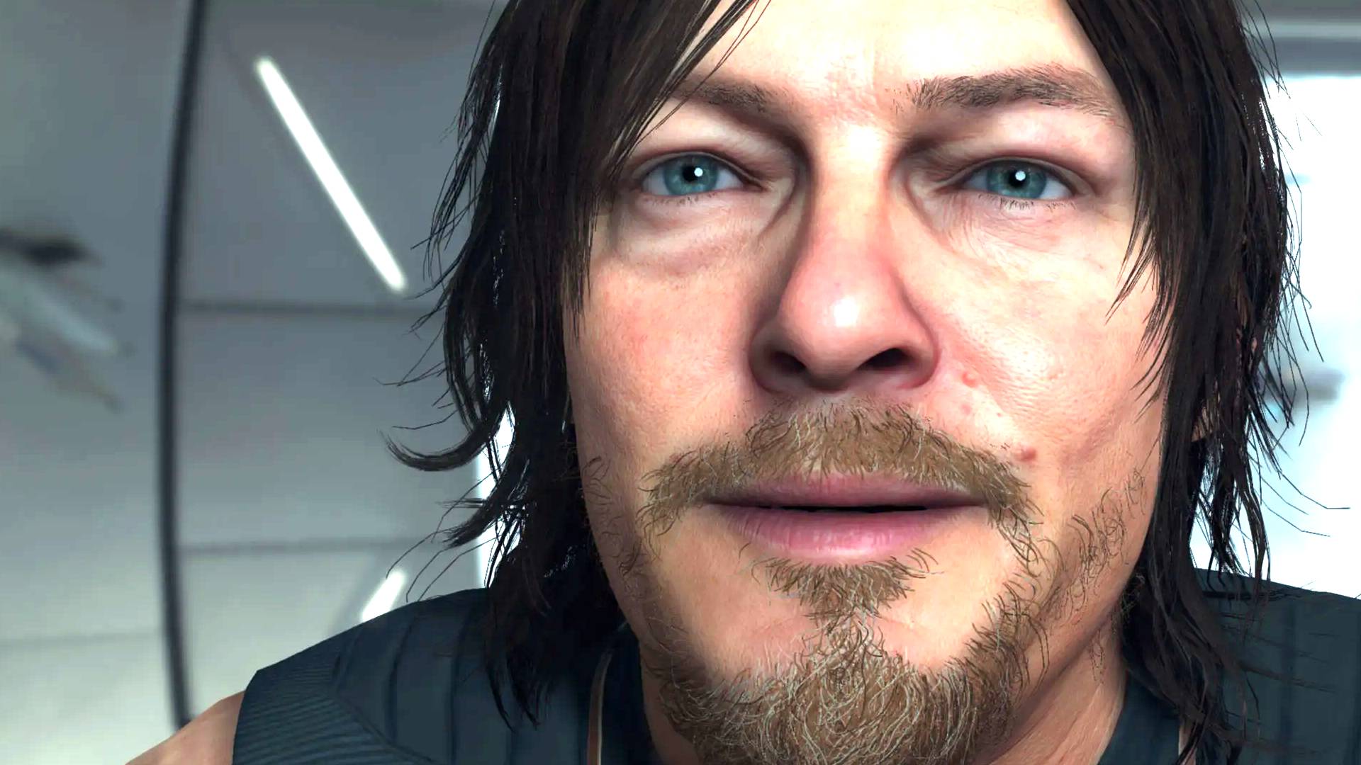 A close up of Normal Reedus from Death STranding