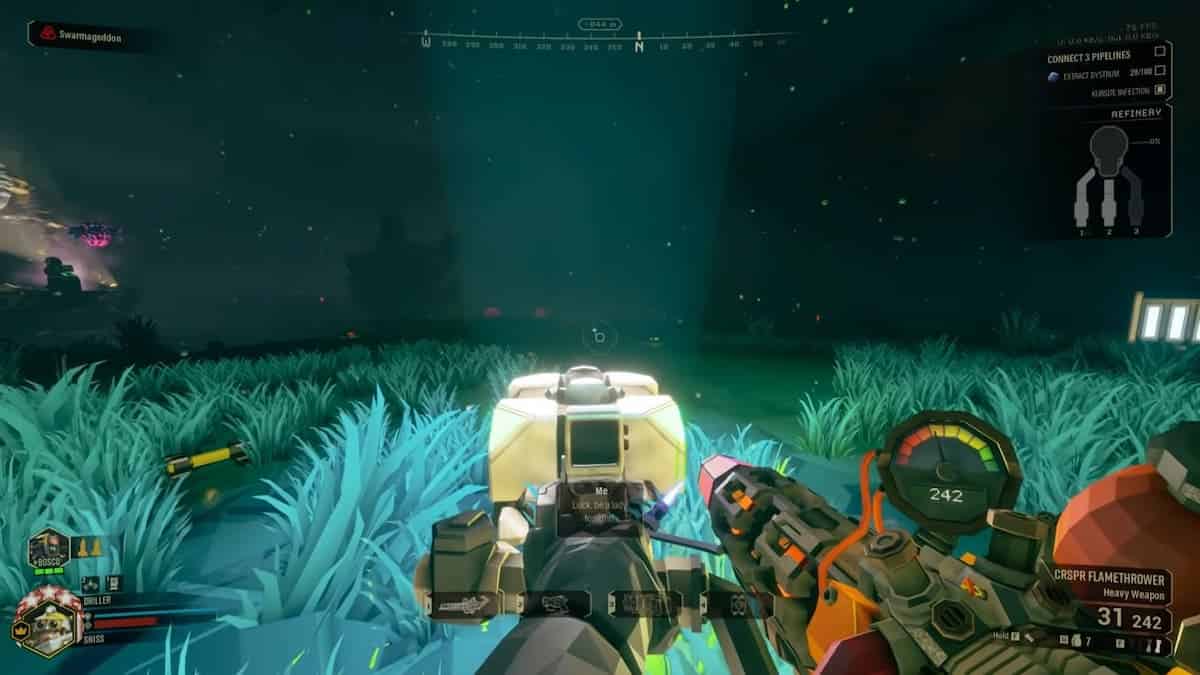 A screenshot of a video game with a gun in the background featuring the best solo class option for deep diving.