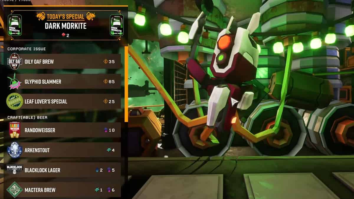 A screenshot of Deep Rock Galactic's game interface with a green screen.