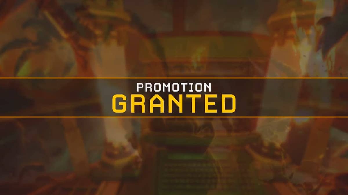 A Deep Rock Galactic banner showcasing the words "promotion granted" for each class, alongside useful tips and requirements.