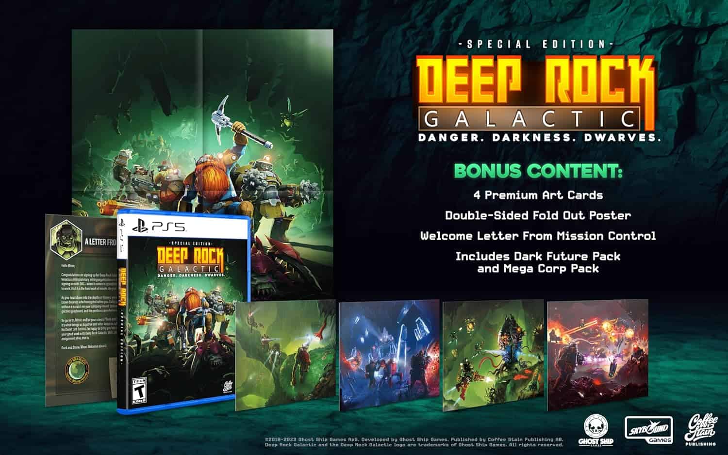 The Deep Rock Galactic Special Edition for PS5, and its bonus content and merch.