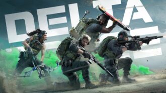 A poster of players standing near green smoke in Delta Force: Hawk Ops.