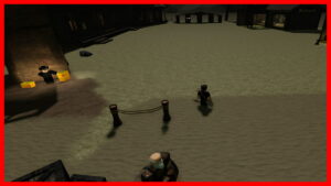 Image of the player character in town in Desert Detectors on Roblox.