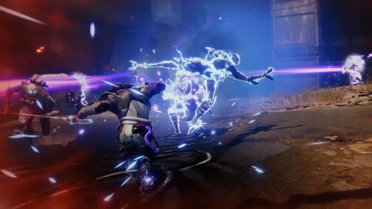 10 best Destiny 2 Titan exotics for PvP, PvE and endgame content: A Titan uses dunemarchers to land a chain melee hit on Fallen enemies.