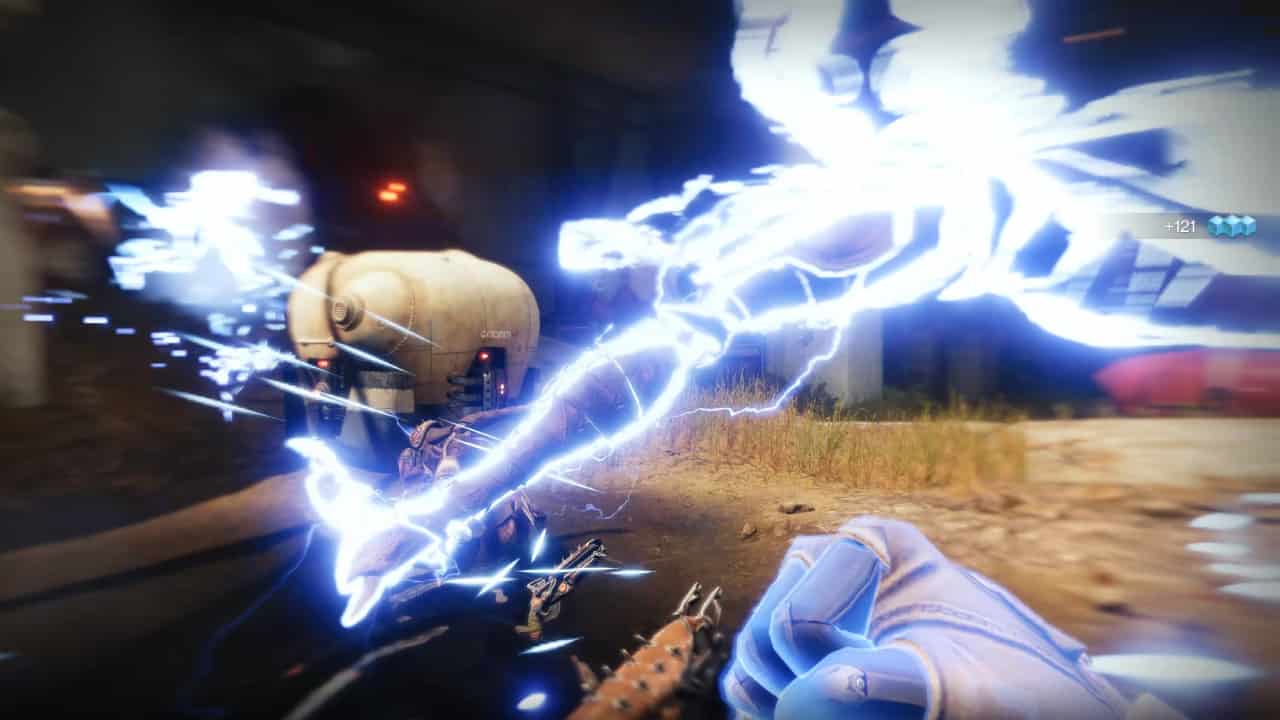 12 best Destiny 2 Titan exotics for PvP, PvE and endgame content: Fallen enemy is vaporised by a lightning melee hit.