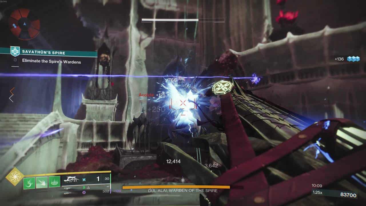 How to get the Destiny 2 Ex Diris exotic and catalyst: A Guardian lands a direct blow with the Ex Diris grenade launcher against a Hive witch.