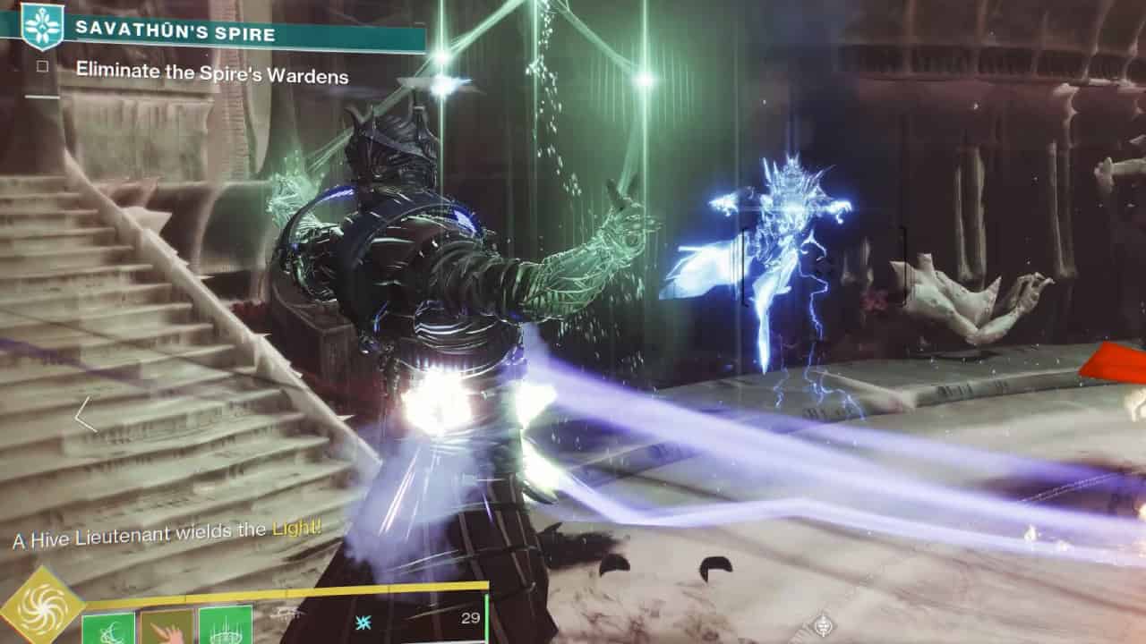 Destiny 2: How to create Orbs of Power: A player unleashes their Strand Super against a Lucent Hive Guardian.