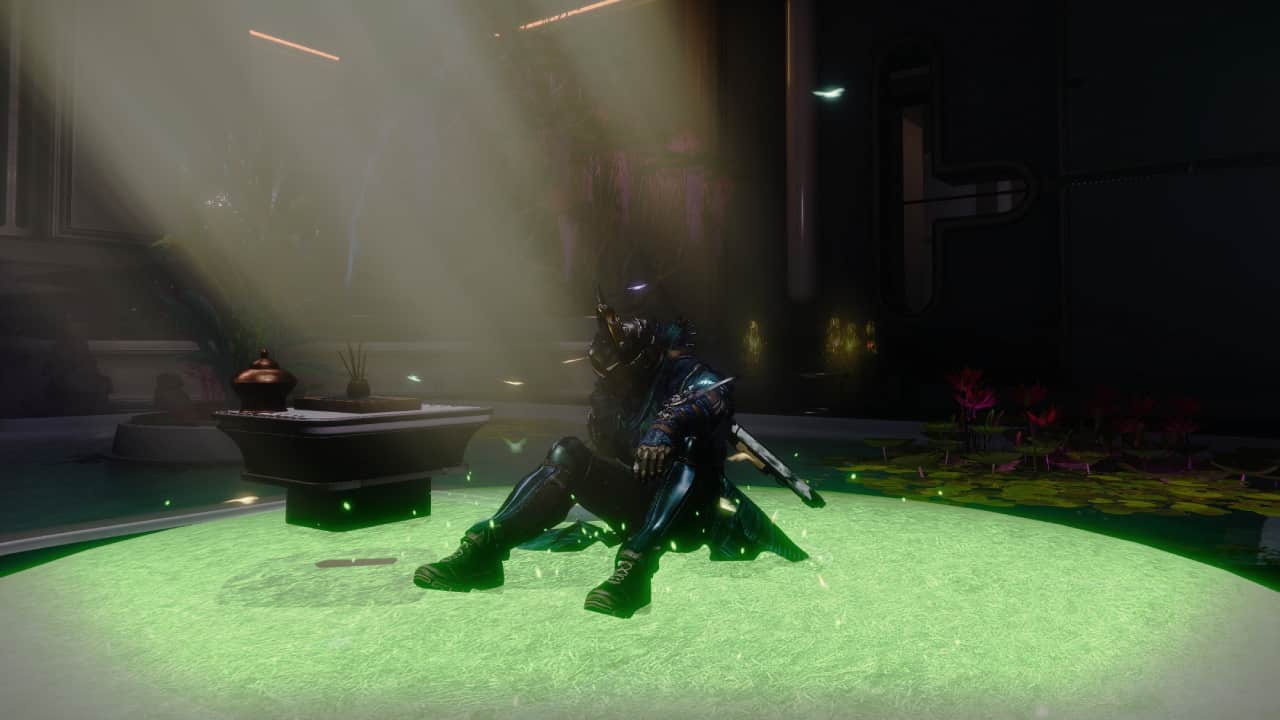 Destiny 2: How to Meditate: A Guardian sits by the Pouka Pond.