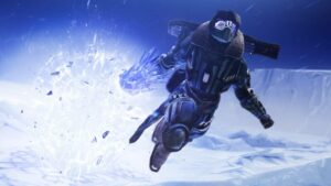 Destiny 2 Season of the Deep release date: A Hunter leaping through the air with a Stasis explosion in the background.