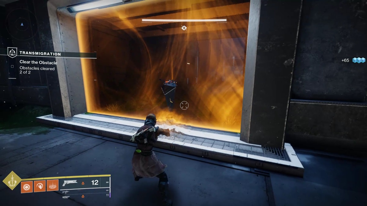A player breaks a barrier in the game.