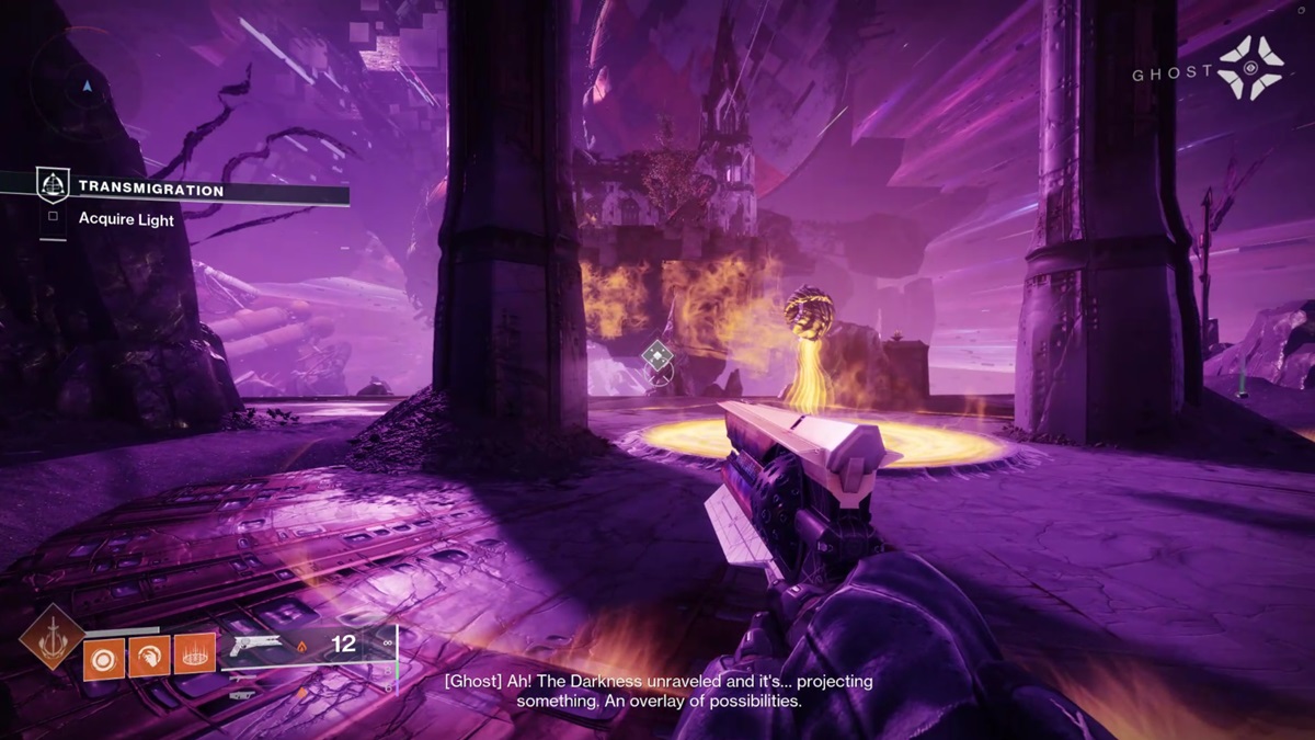 A player checks out an orb of Darkness in Destiny