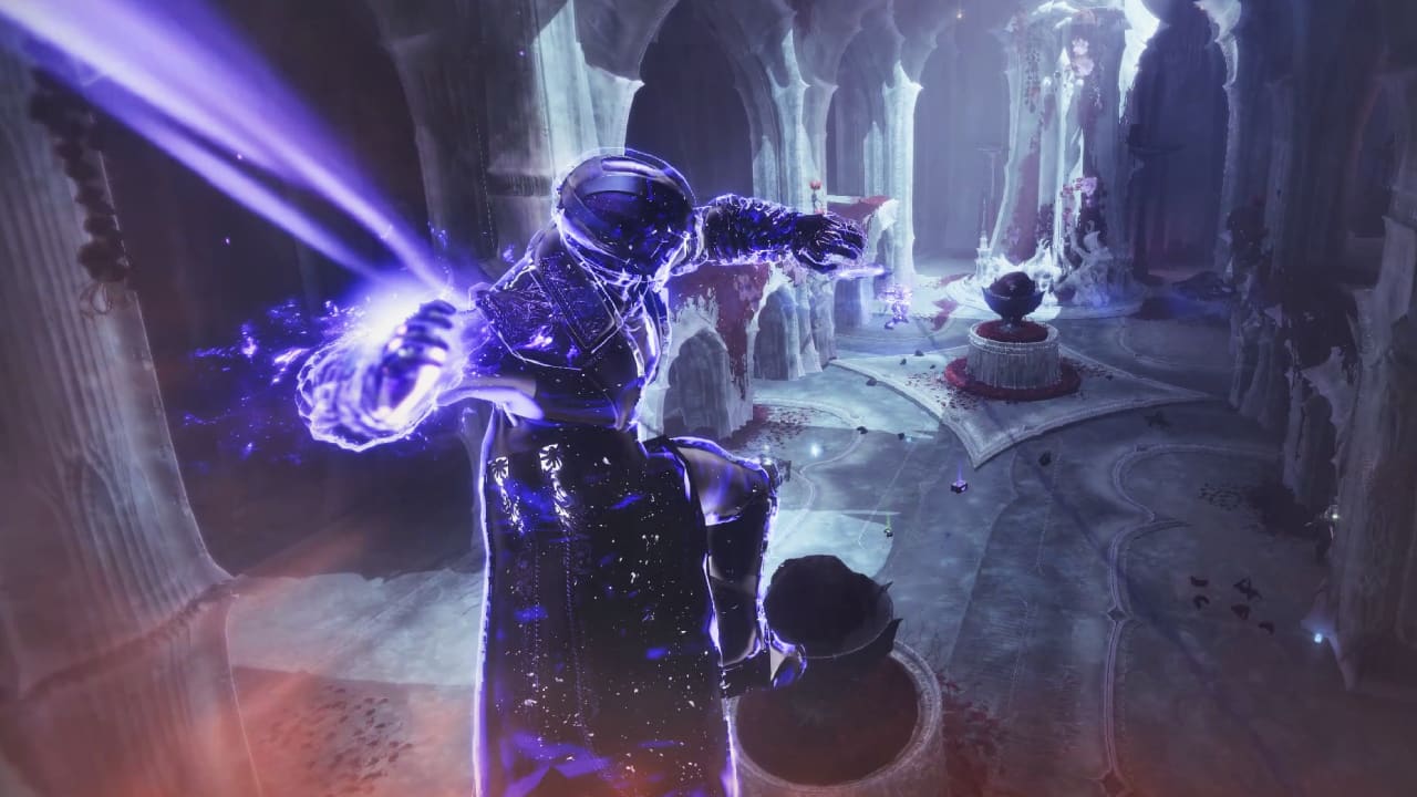 Weekly Destiny 2 Nightfall strike, weapon and rewards - Our guide to the toughest Vanguard Ops: A Guardian casts a Nova Bomb against an empowered Light Bearer Knight in Savathun's Throne World.