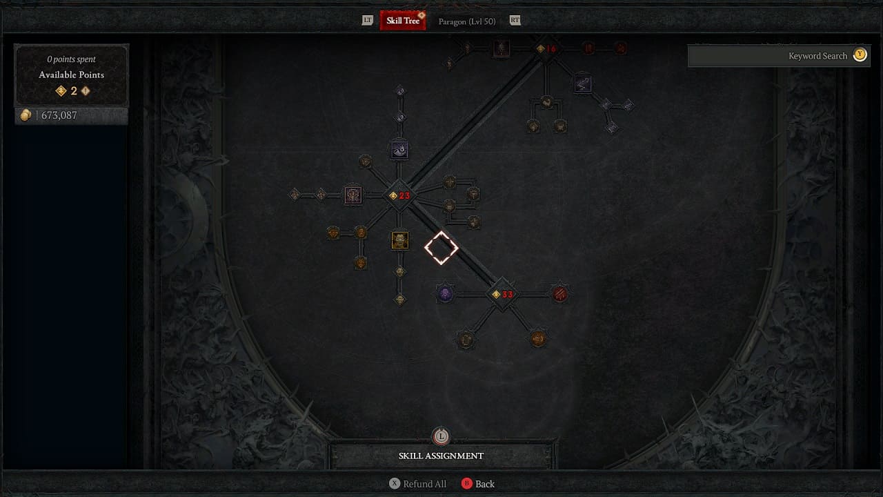Diablo 4 Barbarian skill tree: An image of the barbarian's skill tree with ultimate skills and key passives displayed.