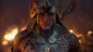 A Spiritborn warrior stands ominously