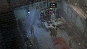 Diablo 4 Season 1 Gems: A player stands next to a jeweller who can upgrade their gems for a price.