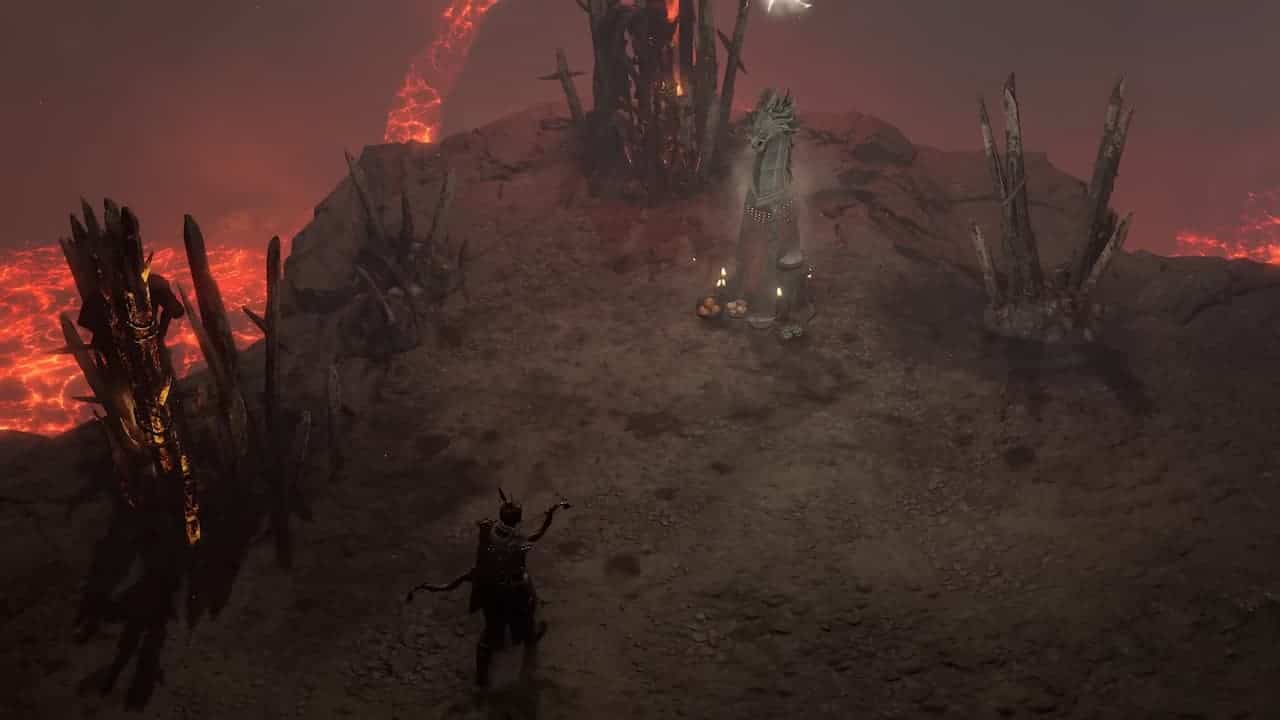 A player approaches a Lunar Shrine in Diablo 4