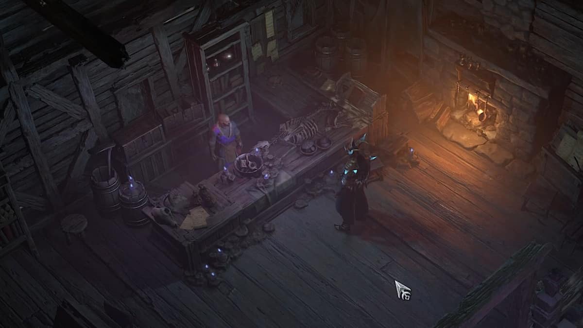 A Diablo 4 player in the Occultist shop.