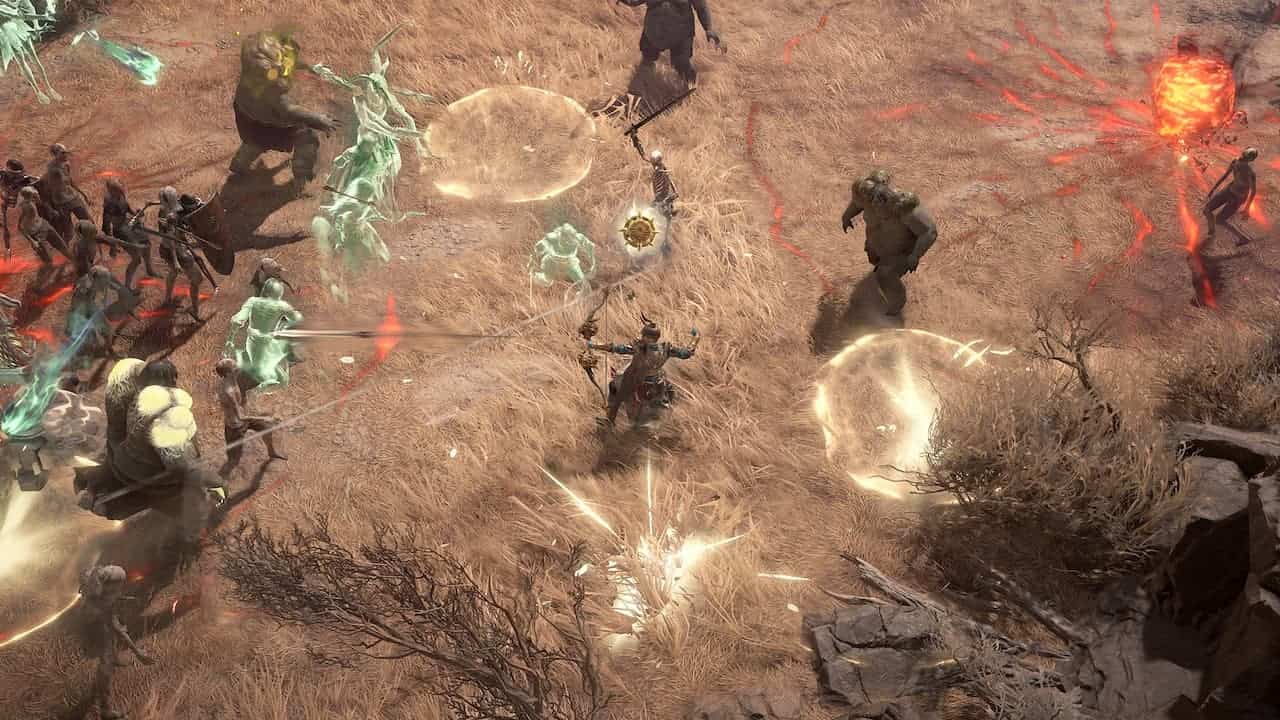 A player with a Lunar Shrine blessing in Diablo 4