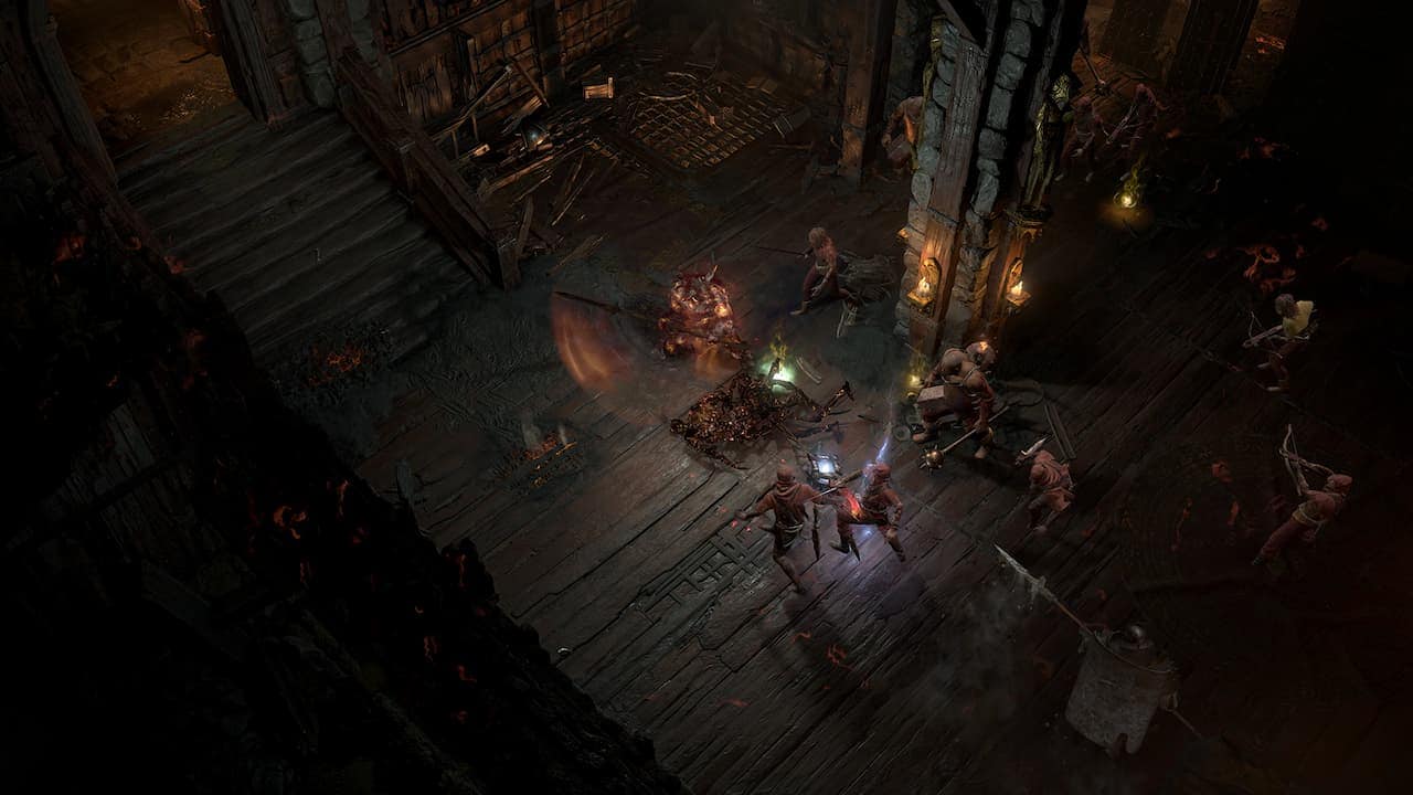 players fight through The Gauntlet dungeon in Diablo 4 Season 3