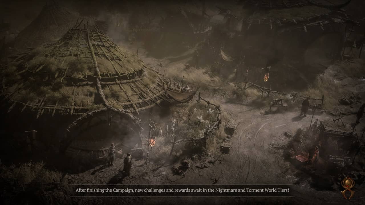 Diablo 4 Season 2 how to prepare: A dark village screenshot.