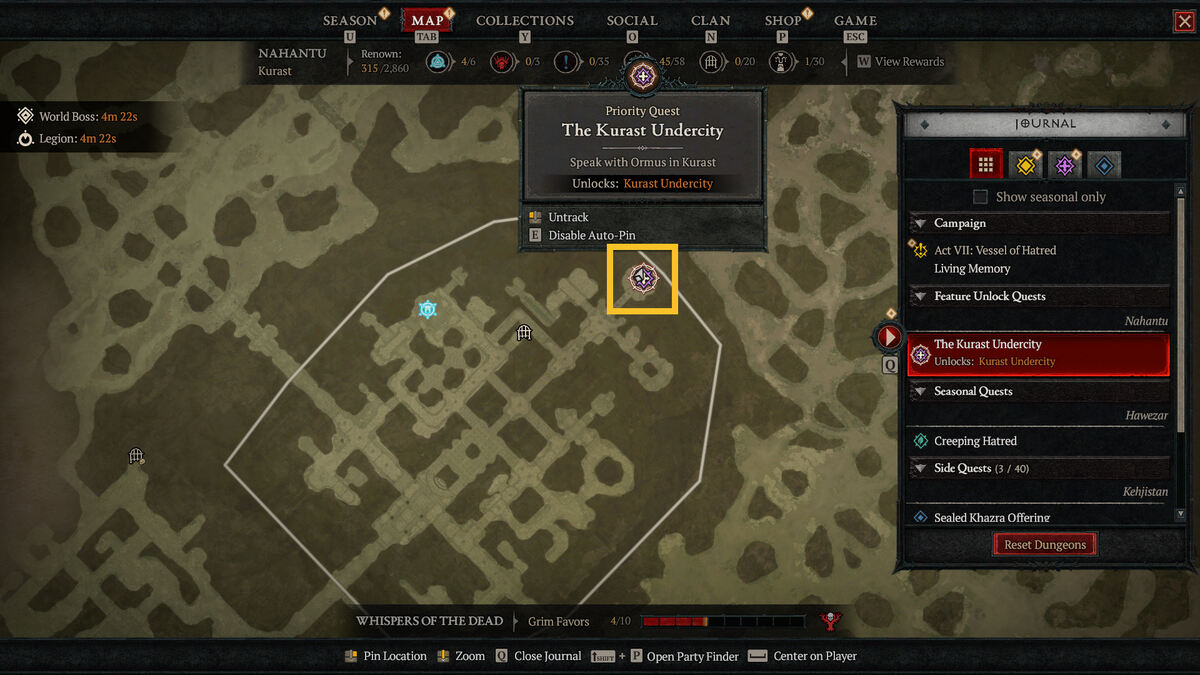 Diablo 4 Vessel of Hatred Kurast Undercity: map of Kurast.