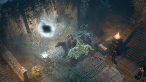 Diablo 4 Vessel of Hatred Kurast Undercity: Spiritborn and Raheir next to a portal.