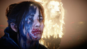 Diablo 4 Vessel of Hatred trophy achievements guide: Neyelle near a golden lion.