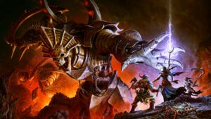 a giant monster attempts to kill this party in Diablo